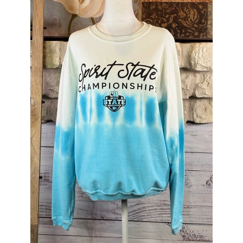Varsity Spirit XS UIL State Championships Blue Tie Dye Corded Sweatshirt